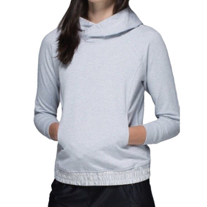 Lululemon All Good Pullover Sz 8 hoodie with satin Heathered Hazy Silver Spoon